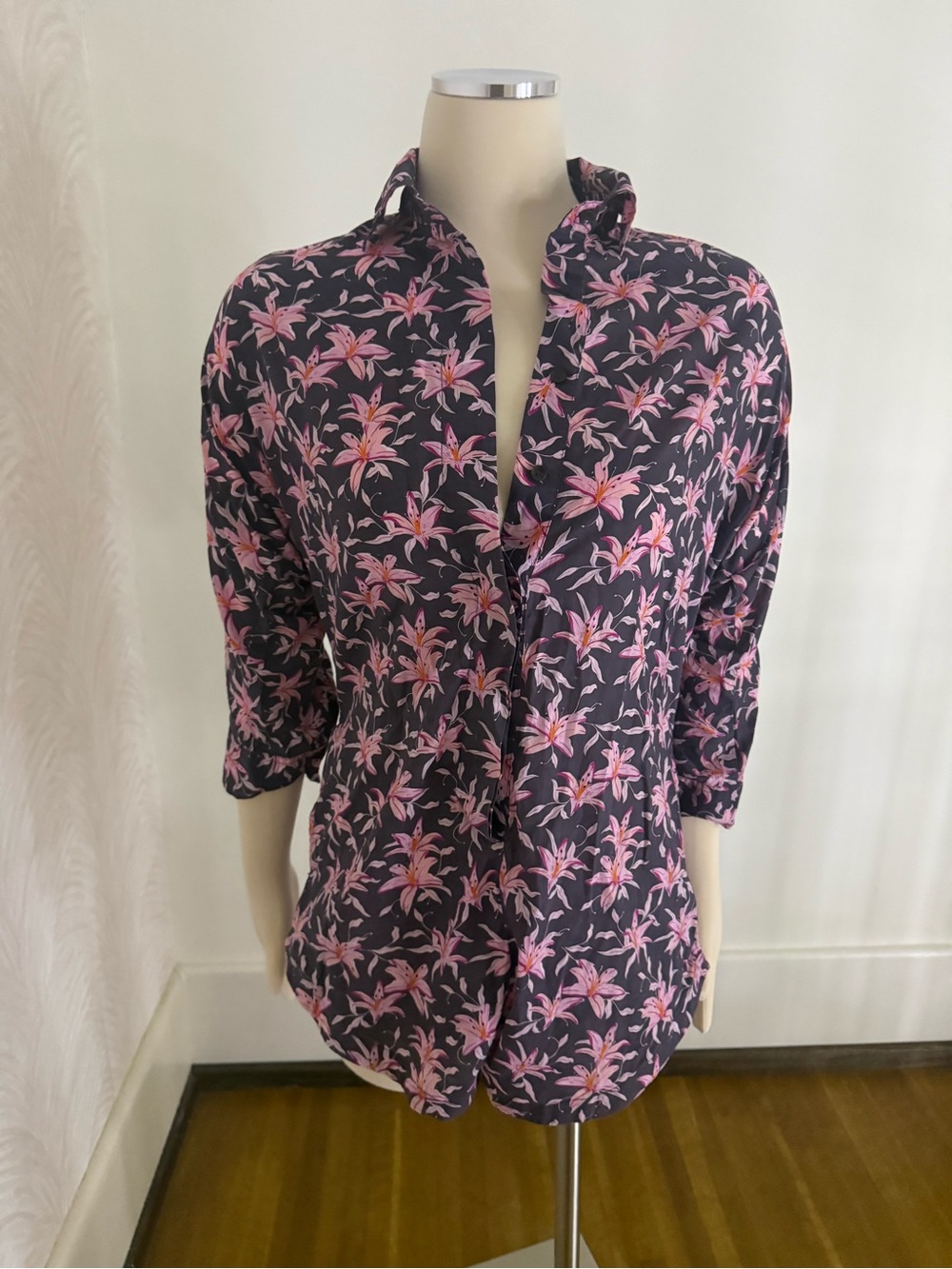 acacia swimwear Black Jumpsuit with Pink Floral Print